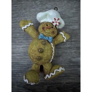 Gingerbread Man Christmas Tree Ornament Chef Hat Stand-alone BONI JEAN NWOT